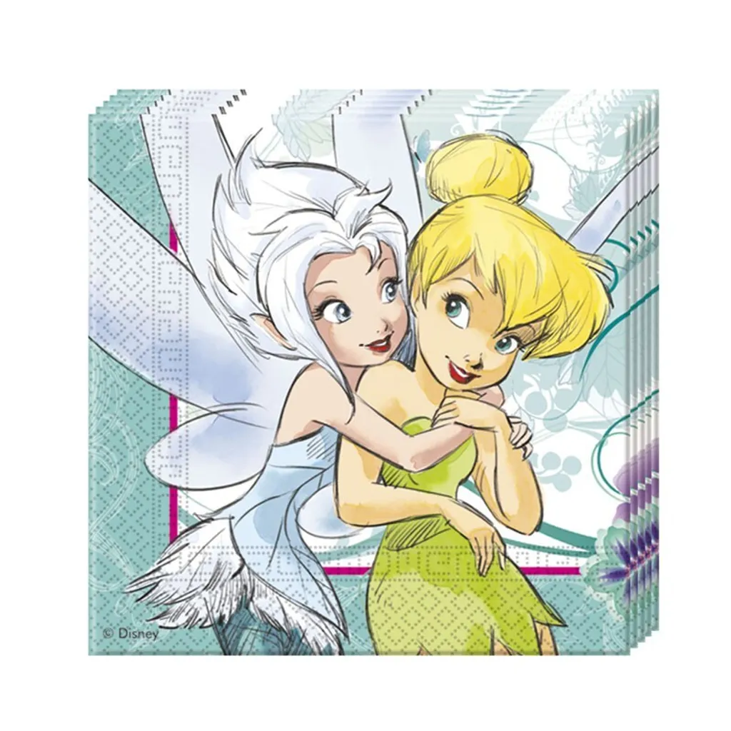 Serviettes Disney Fairies 2 plis absorption renforcée taille 33x33