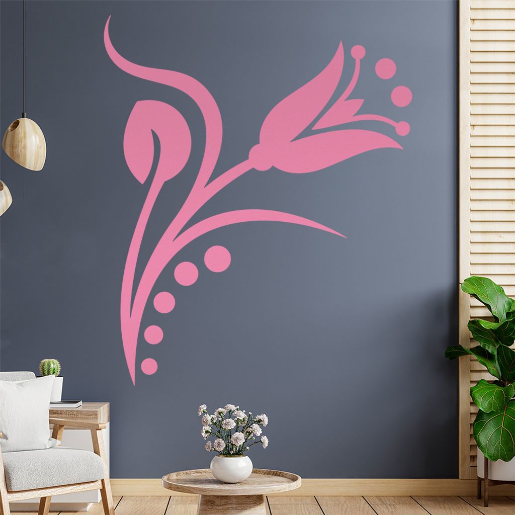 Blume - Linien Punkte Wandtattoo in 6 Größen - Wandaufkleber Wall Sticker - Dekoration, Küche, Wohnzimmer, Schlafzimmer, Badezimmer