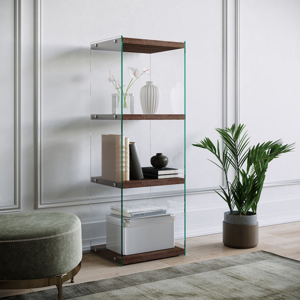 Skye Decor, R301, Bücherregal, Nussbaum, 100 % MASSIVES KIEFERHOLZ, 40 x 35 x 120 cm