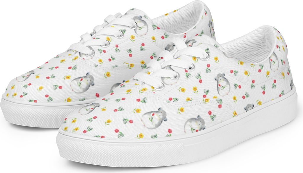 Mr. & Mrs. Panda Stoffschuh Chinchilla Blume Größe 42 - Weiß - Geschenk, Liebeskummer, Canvasschuhe, Chaos, Sneaker Damen, Kummer, Glücklichsei...