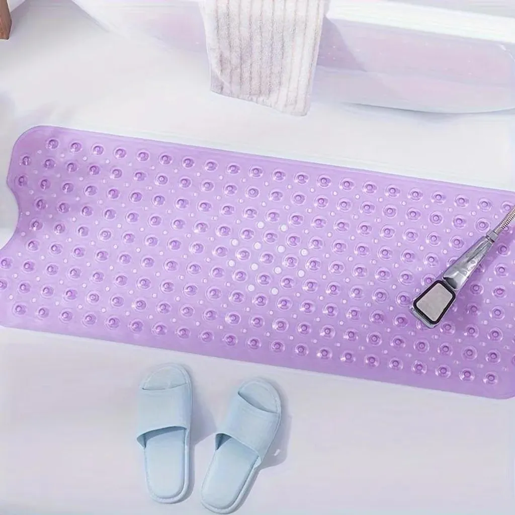 Tapis de bain antidérapant violet lavable en machine format 100x40 cm - 2