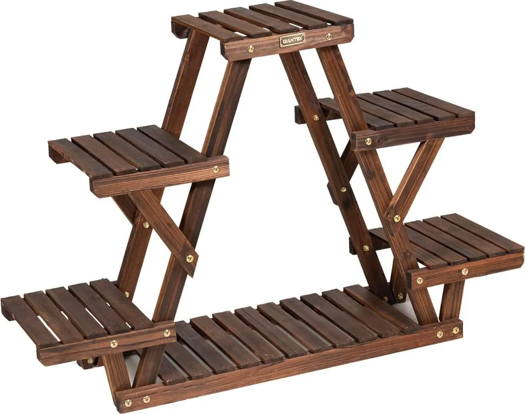 Porte-plante triangulaire en bois 6 étages structure stable 99 cm - 2