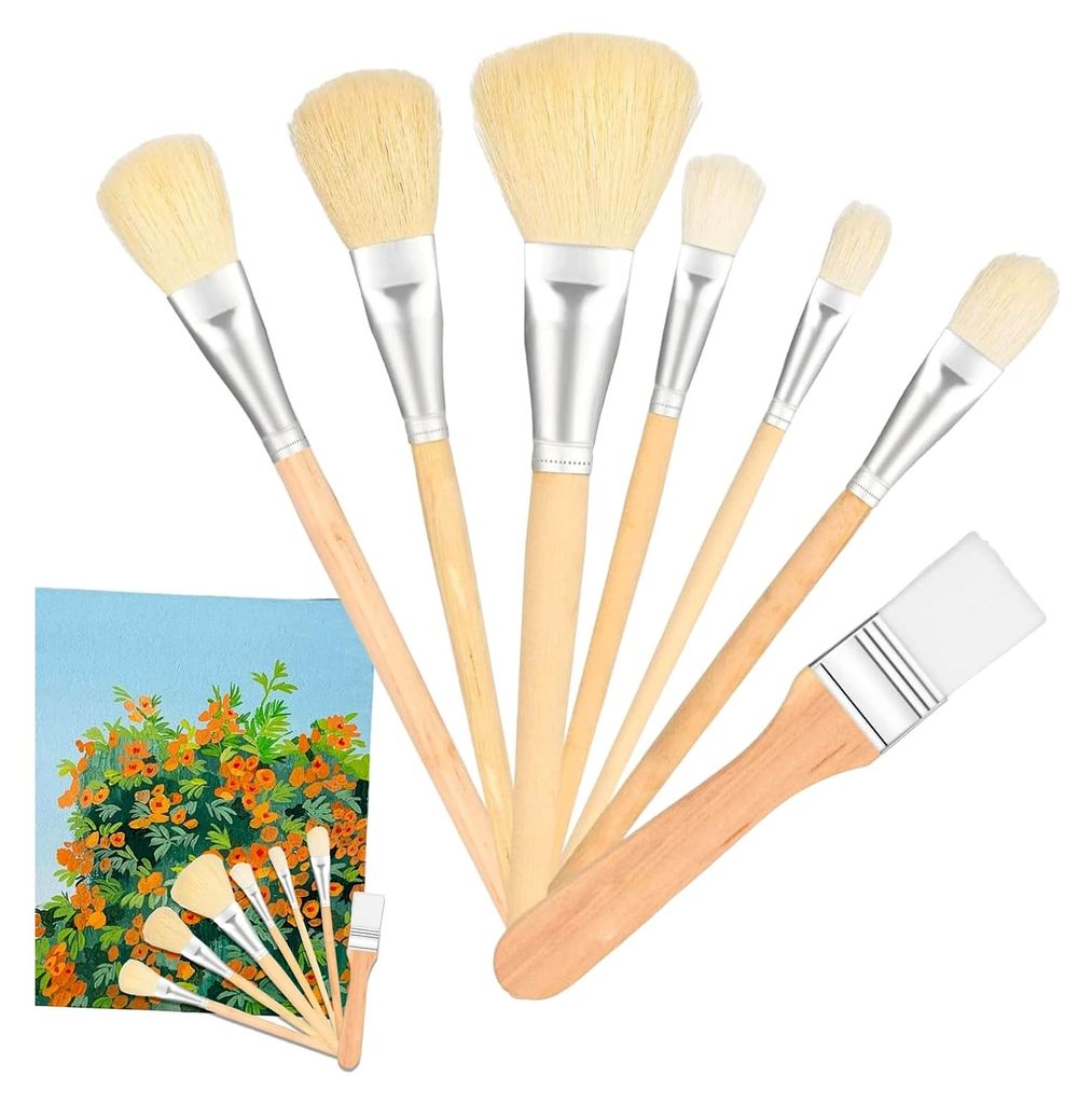 Makemop-Pinsel – 7 Stück Acryl-Malpinsel | Set mit Vergoldungspinsel, Fächerpinsel und Acrylöl-Aquarellpinsel