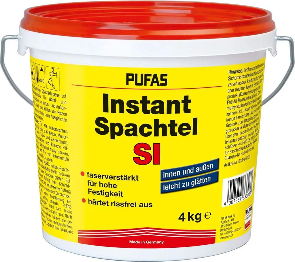 PUFAS Instant-Spachtel SI weiß 4 kg 033303000 Produktbild 