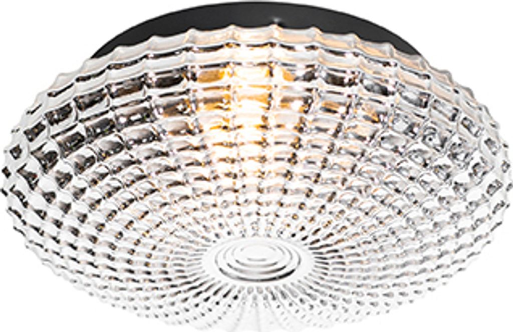 QAZQA - Klassisch I Antik Klassische Bad I Badezimmer Außen Deckenleuchte I Deckenlampe I Lampe I Leuchte schwarz mit Rauchglas 23 cm IP44 - Nohmi...