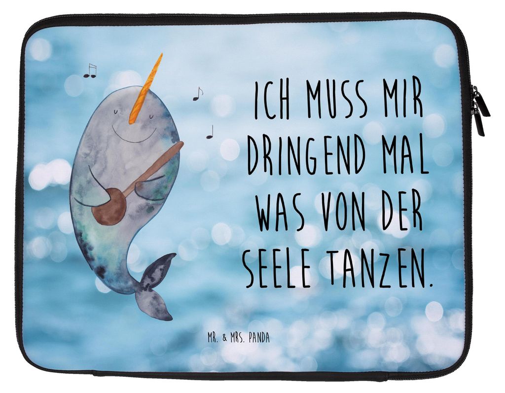 Mr. & Mrs. Panda Schutzhülle Laptop Narwal Gitarre 20 x 28 cm - Oceanblue - Geschenk, Laptophülle, Notebook Tasche, Tanzen, Gespräche, Wal, Hül...