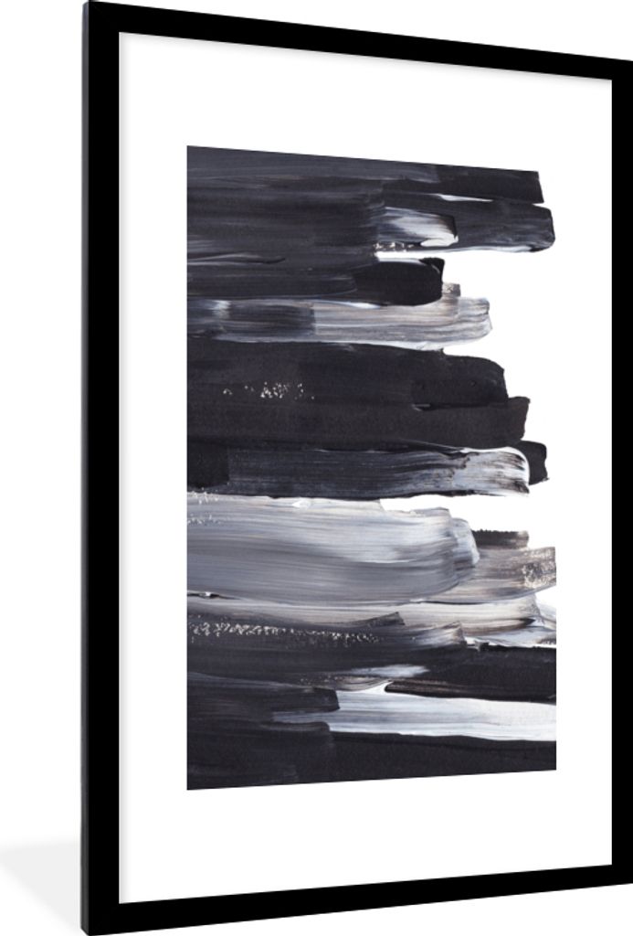MuchoWow Gerahmtes Poster Farbe - Schwarz - Design 60x90 cm - Poster mit Schwarzem Bilderrahmen Wandposter Rahmen Foto Bilder - Dekoration - Wand...