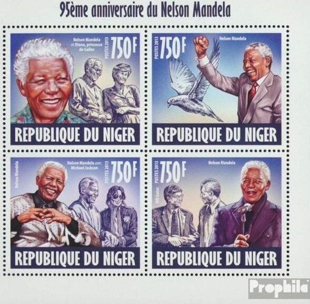 Briefmarken Niger 2013 Mi 2481-2484 Kleinbogen (kompl. Ausg.) postfrisch Nelson Mandela