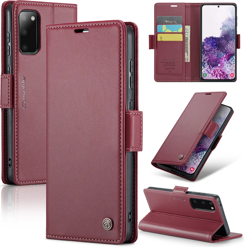 Custodia Galaxy S20 Rossa Portafoglio - Funzione Stand per Video e Foto