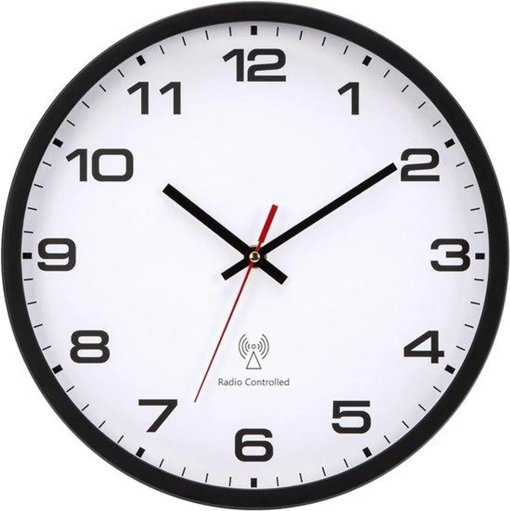 Horloge murale radio 30 cm affichage lisible blanc noir design moderne