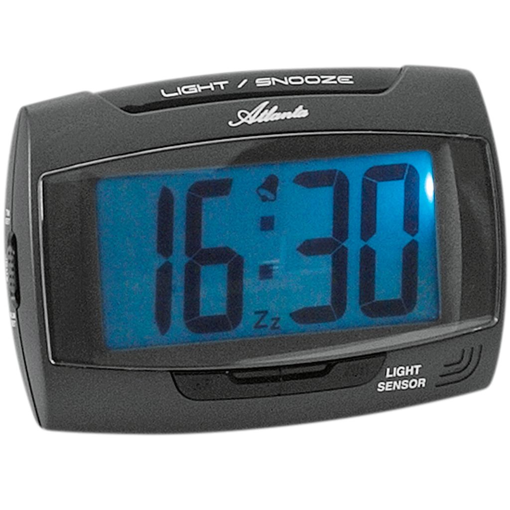 Atlanta 1669/4 Wecker Quarz digital anthrazit mit Licht Snooze Digitalwecker