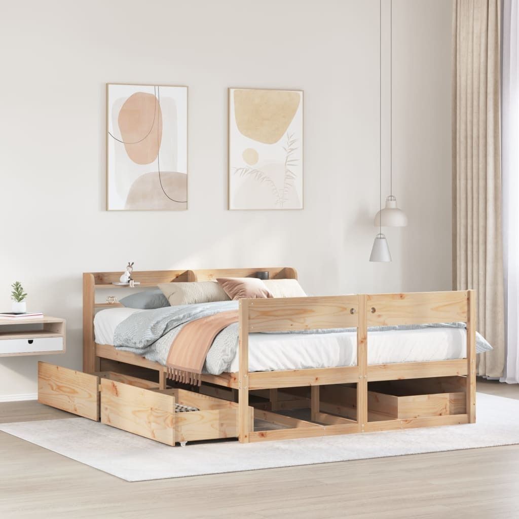 Maison Exclusive - Massivholzbett ohne Matratze 150x200 cm Kiefernholz