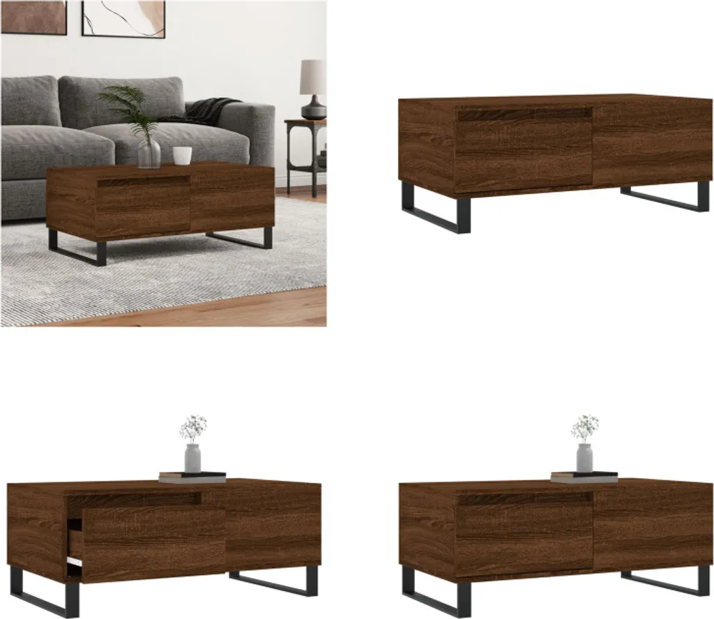 vidaXL Tavolino in rovere marrone 90x50x36,5 cm in legno - Tavolino - Tavolini - Tavolino - Tavolo da divano