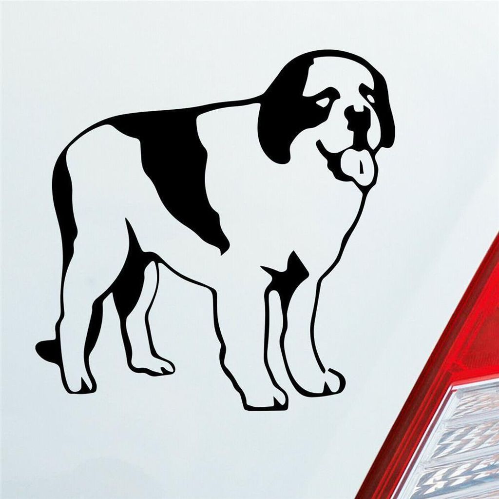 Auto Aufkleber Bernhardiner Dog Tier Hund 10x10 cm Schwarz Matt Sticker Heckscheibenaufkleber