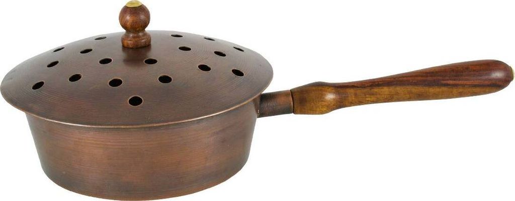 Ø 13cm Räucherpfanne Metall In Kupfer Farbe Holzgriff Weihrauchpfanne Groß 3285