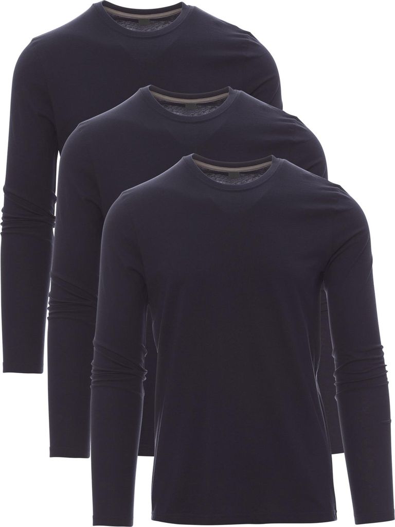 Mivaro Herren 3er Pack Langarmshirts aus Baumwolle - Longsleeve mit Rundhals, leicht anliegend, feinmaschiges Gewebe, Größen S bis 5XL