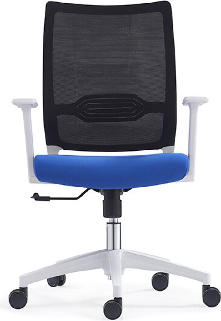 Bürostuhl ZIVA, Blau, Schwarz, Weiß, 67x67x98/108 cm, Metall, drehbar, höhenverstellbar, gepolstert, Schaum, Netz