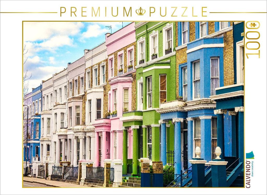 CALVENDO Puzzle Typische Häuser Notting Hill London | 1000 Teile Lege-Größe 64x48cm Foto-Puzzle für glückliche Stunden