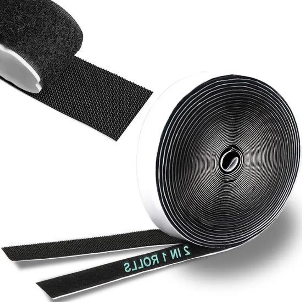 Ruban auto-agrippant noir 5m pour fixation rideaux et tapis maison