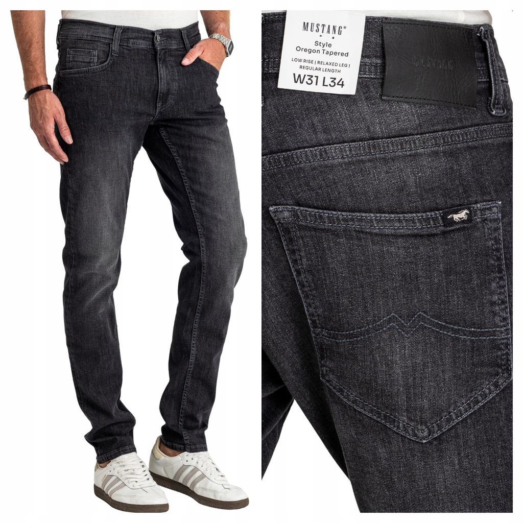 MUSTANG | Oregon Tapered | Herrenjeans, tailliert, Schwarz, Slim Fit |, W34 L30