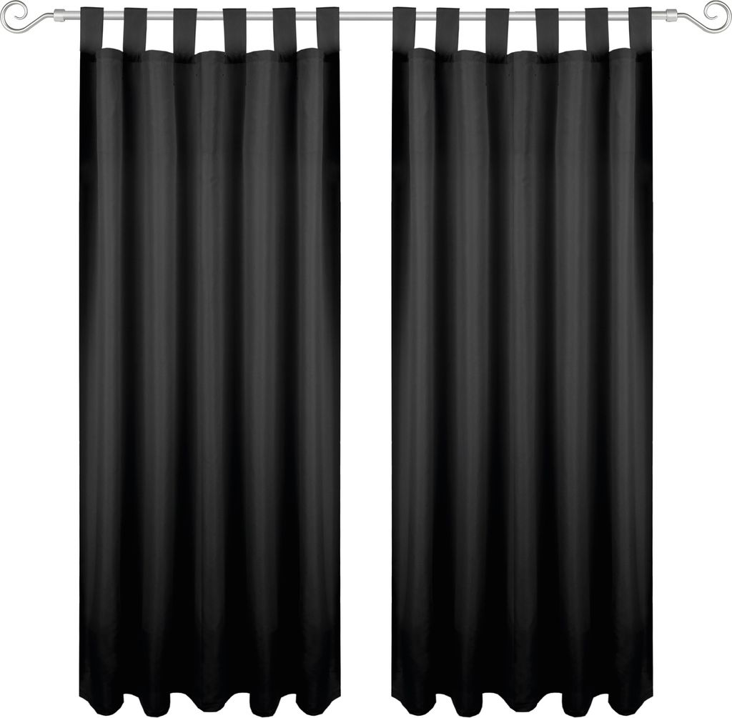 Gardine mit Schlaufen 140x245 cm ( Breite x Länge ) in Schwarz, blickdichter Vorhang, Schlaufenvorhang in vielen Variationen