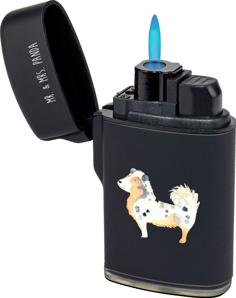 Mr. & Mrs. Panda sturmfeuerzeug Hund Australien Shepherd - Schwarz - Geschenk, Gasfeuerzeug, gas anzünder, Spruch, Feuerzeug, Feuerzeuge, Sprüche...
