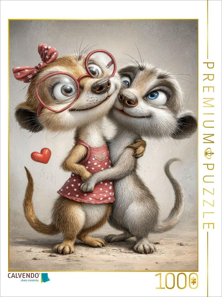 CALVENDO Puzzle Erdmännchen - Liebe | 1000 Teile Lege-Größe 64x48cm Foto-Puzzle für glückliche Stunden
