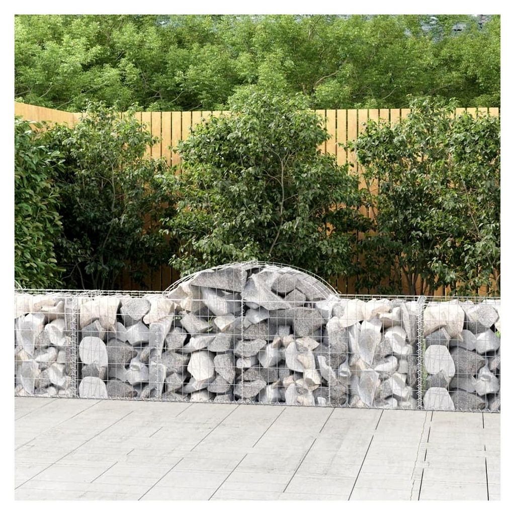 Gabionen mit Hochbogen 3 Stück 200x50x60/80 cm verzinktes Eisen