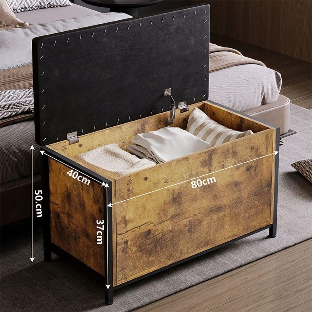 Braune Truhe für das Schlafzimmer, rustikale Bank mit