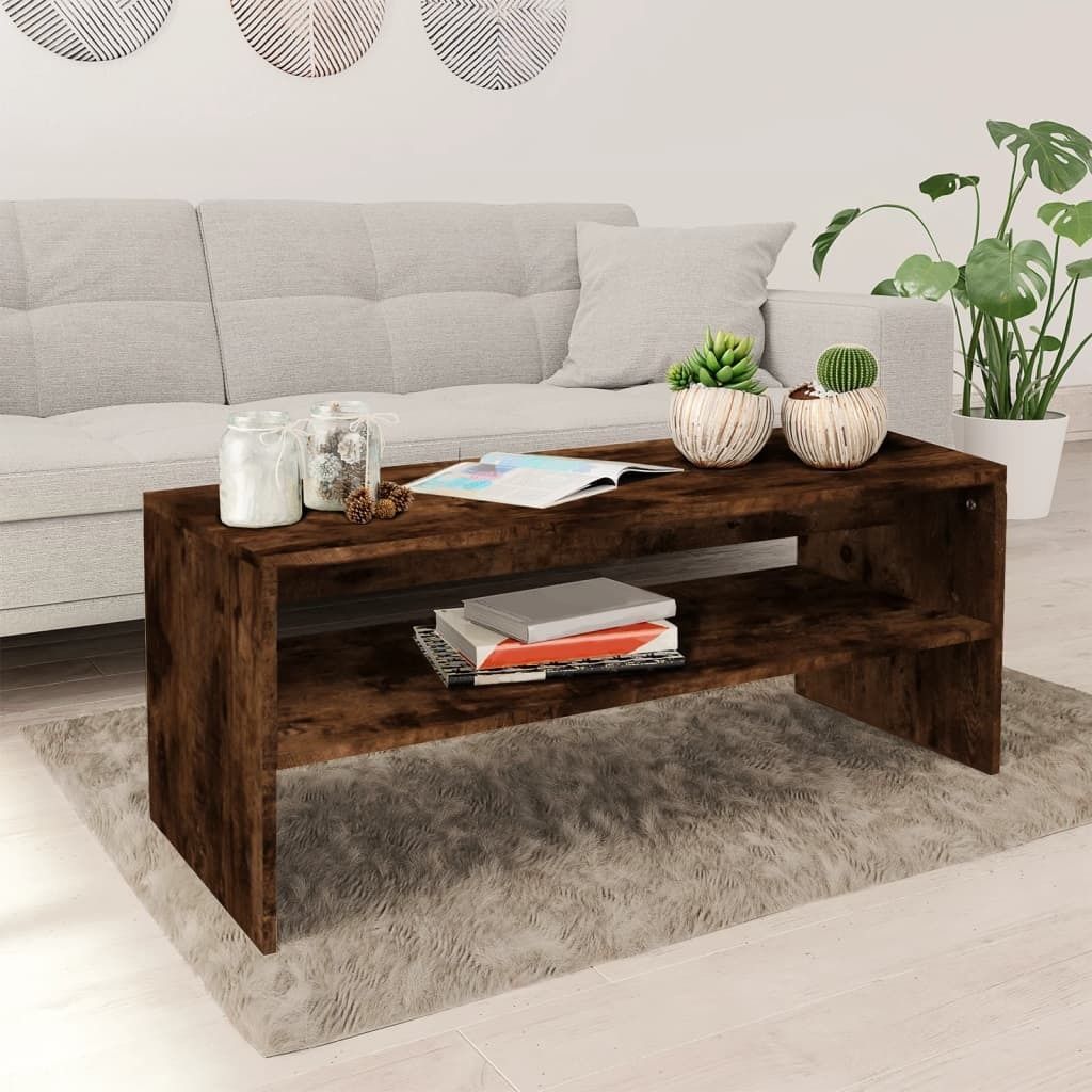"2026 Promotion" Couchtisch Wohnzimmer - Kaffeetisch - Räuchereiche 100x40x40 cm Holzwerkstoff - Sofatisch CC27949