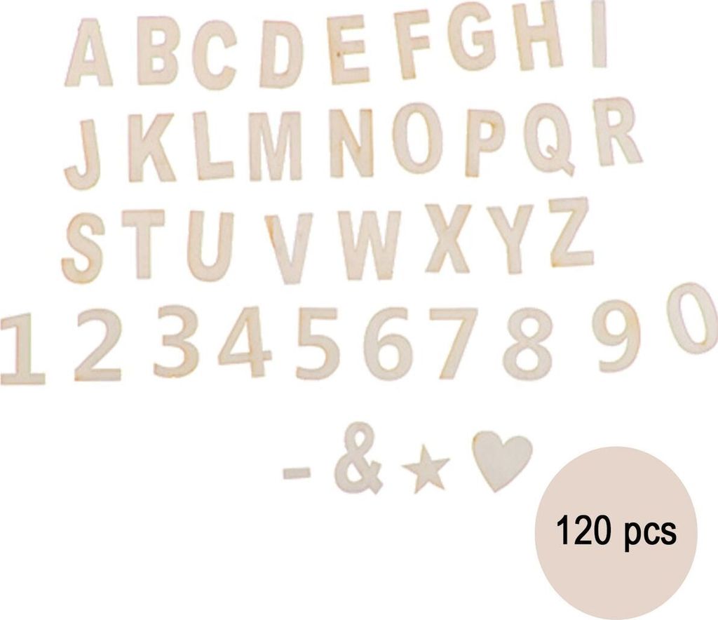 Unbearbeitete Holz Buchstaben & Zahlen 120 Stück Deko Basteln