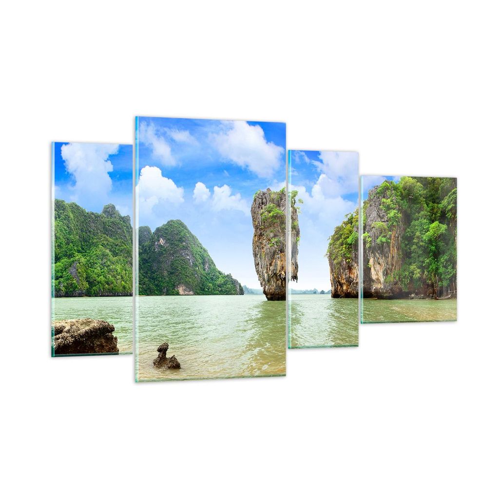 Bilder auf glas - Stein Strand Landschaft - 120x70cm - Glasbilder - Wandbilder - Kunstdruck - zum Aufhängen bereit - Wanddekoration aus Glas - Gla...