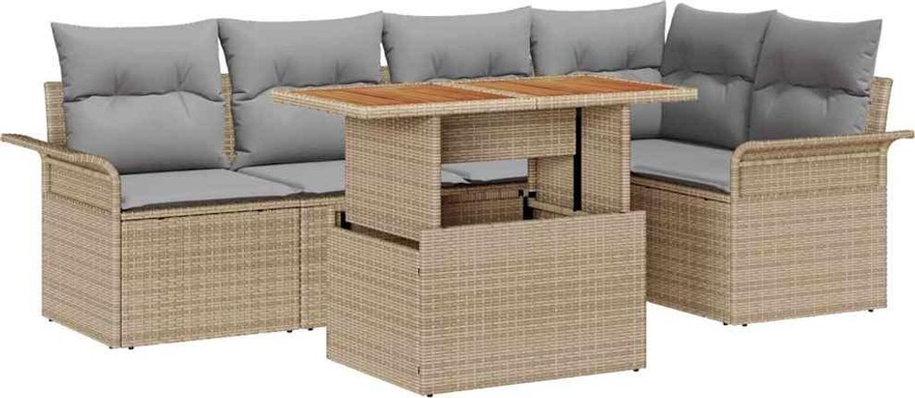 vidaXL Garten-Sofa-Set mit Kissen 6 pcs Beige und Hellgrau