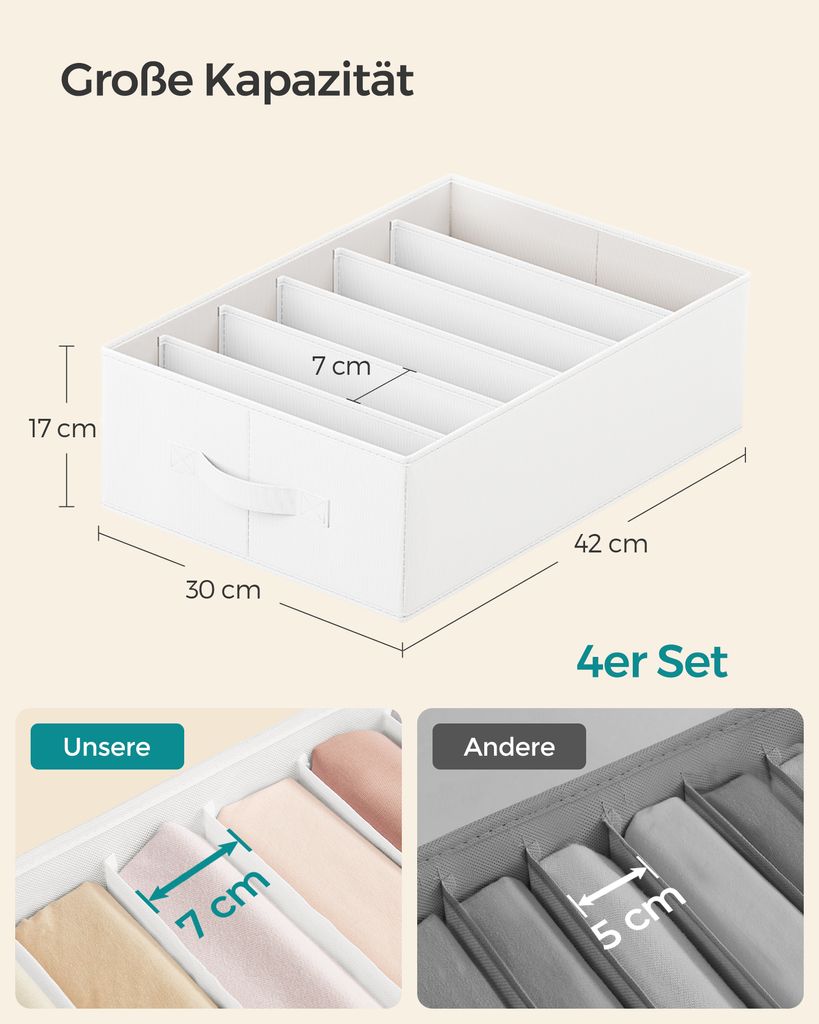 SONGMICS Kleiderschrank-Organizer 4er Set, Aufbewahrungsbox Produktbild 5