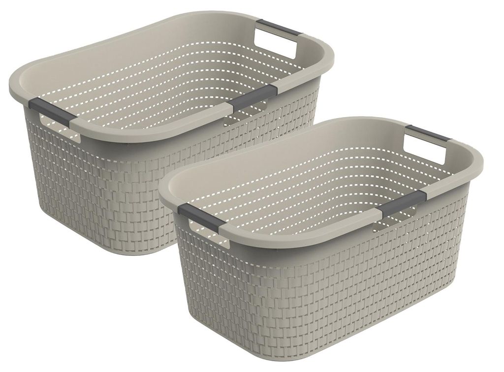 Rotho 2er-Set Wäschekorb 40L Country - Wäschesammler groß - Produktbild 