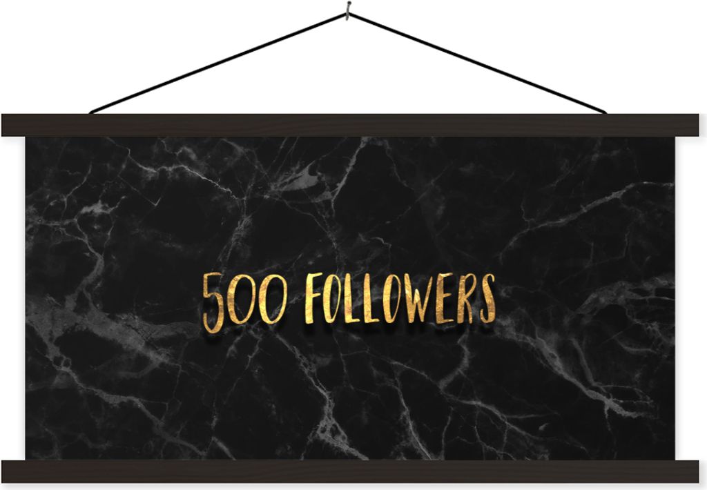 MuchoWow Textilposter Soziale Medien - Instagram - Gold - Marmor 120x60 cm mit schwarzem Rahmen - Dekoration Schlafzimmer