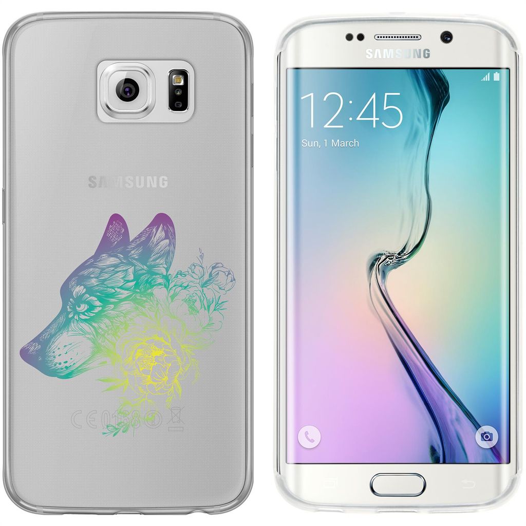 PhoneNatic Case kompatibel mit Samsung Galaxy S6 Edge Silikon-Hülle Floral Wolf M3-4
