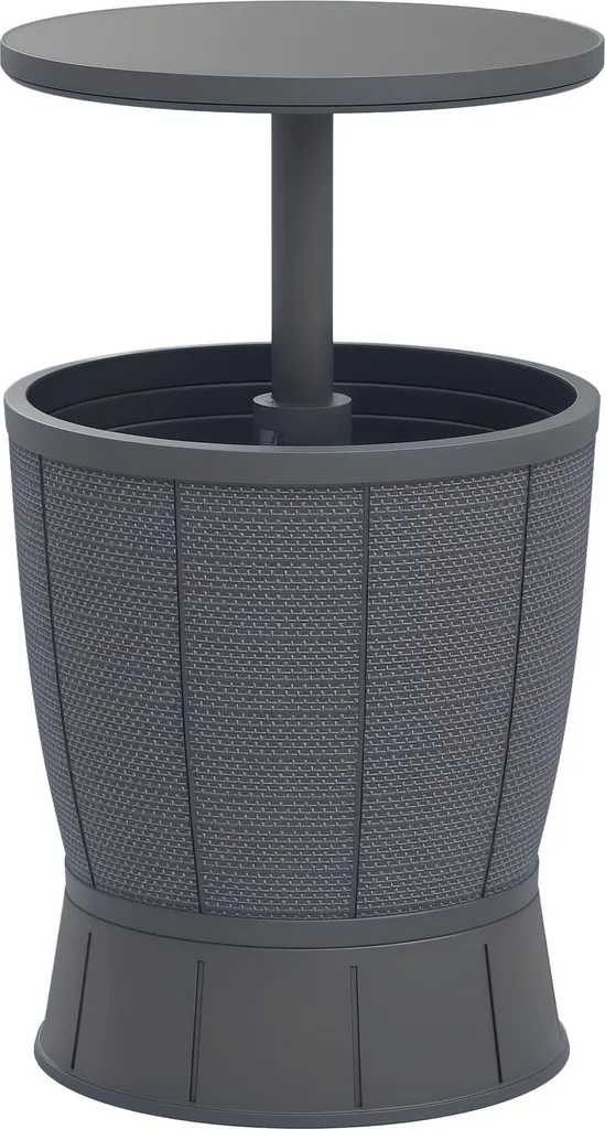 Table Basse avec Seau à Glace Intégré pour Jardin et Terrasse en Gris