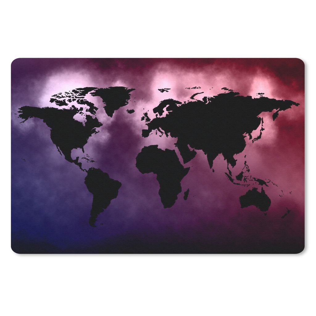 MuchoWow Mauspad Mousepad Weltkarte - Schwarz - Rosa 27x18 cm - Mousepads - Maus Mat - Pad - Mausunterlage - Büroartikel - Desk Matten