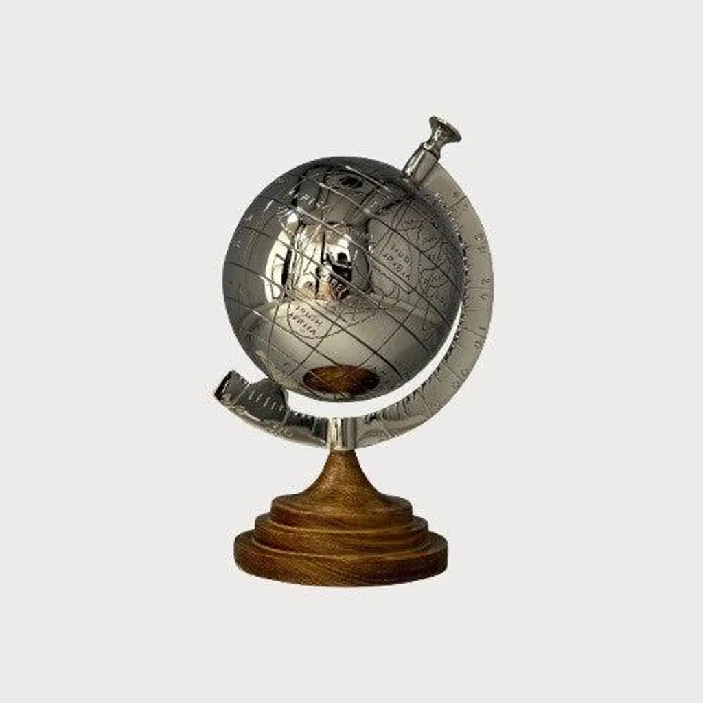 Globe terrestre déco pour bureau en métal et bois KEYHOMESTORE 28 cm