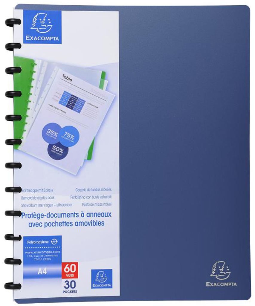 EXACOMPTA Sichtbuch DIN A4 30 Hüllen metallblau