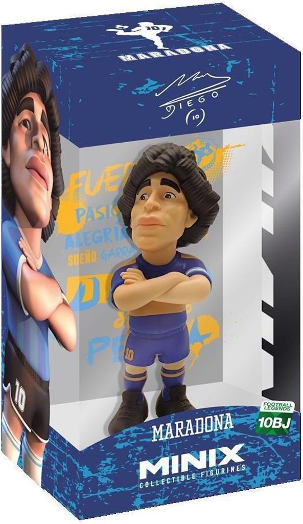 A collectible figurine of Diego Maradona in its packaging.