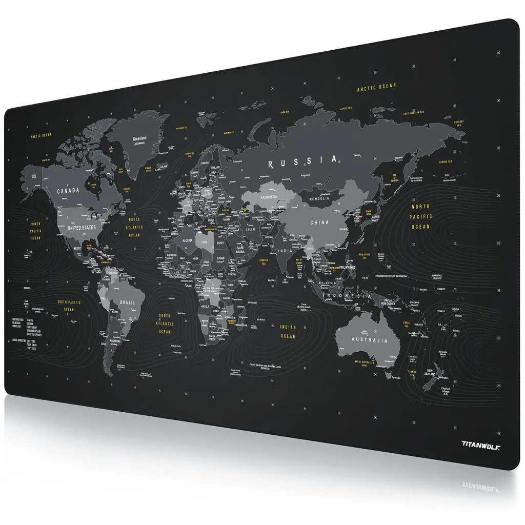 Grand sous-main de bureau XXXL 1500x800 mm antidérapant motif mappemonde