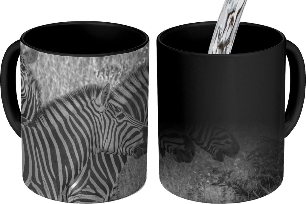 MuchoWow Zauber Tasse Zaubertasse Magic Drei grasende Zebras 350 ml Farbwechsel Becher Geschenk Geschenkidee - Magic-Tasse - Fototasse - Keramikt...