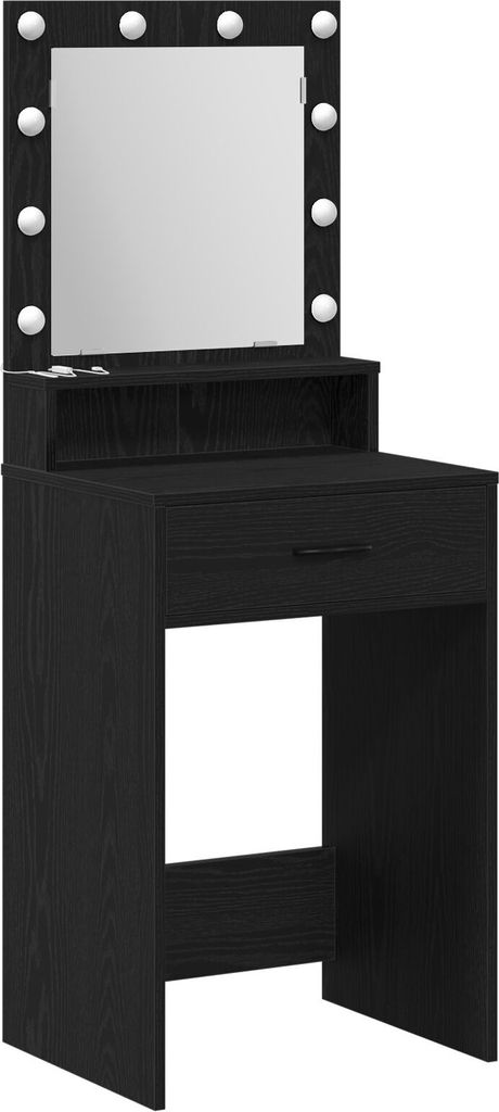 Möbel Schminktisch mit LED-Lichtern, Schwarz/Eiche, 50x41x135 cm - Schminktische 865092