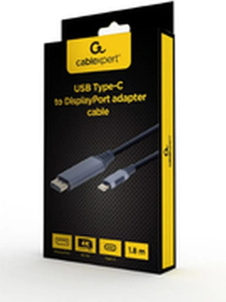 Adaptateur USB-C vers DisplayPort 1.8m Gembird, Câble Robuste 4K Gris