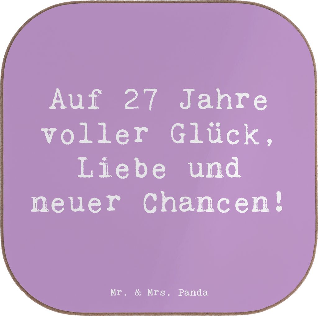 Mr. & Mrs. Panda weinflaschenuntersetzer Spruch 27. Geburtstag - Lavendeltraum - Geschenk, Untersetzer für Gläser, Geburtstagskarte, neue Chancen...