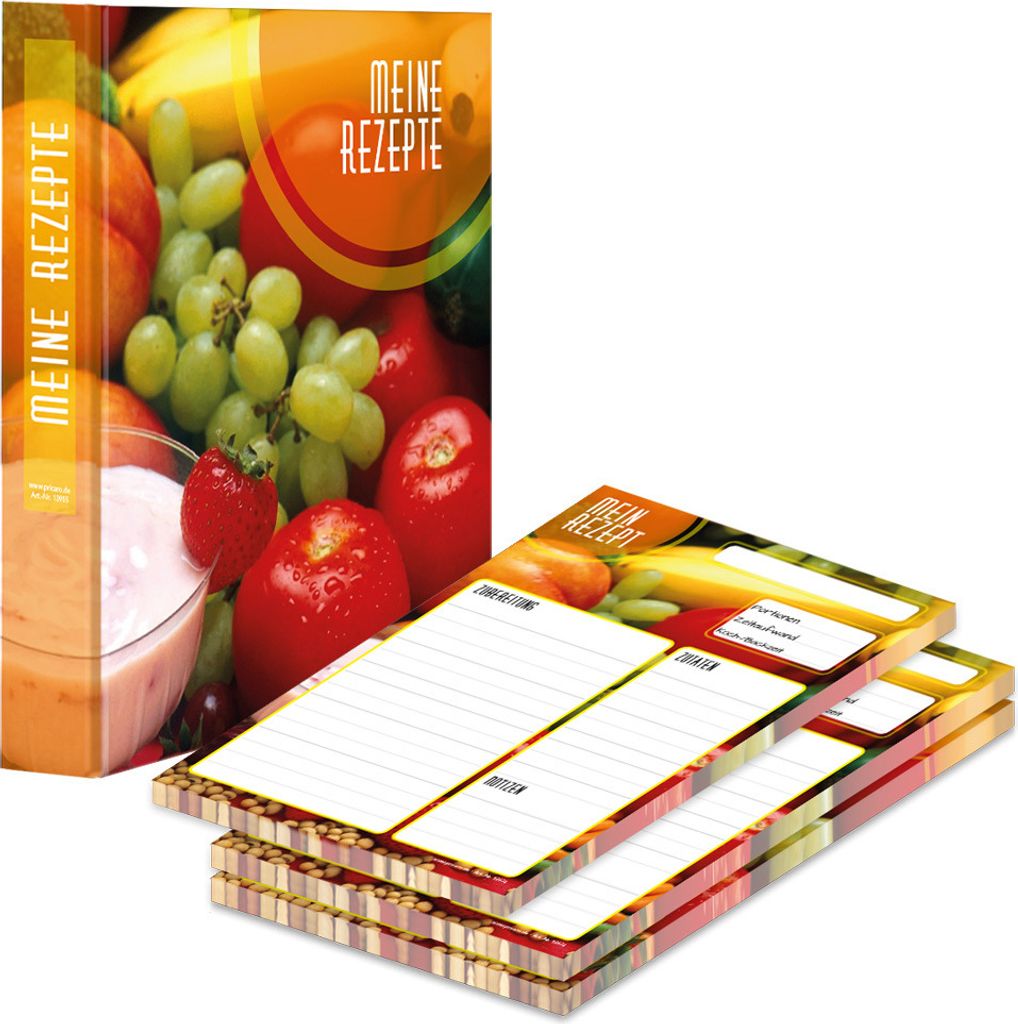PRICARO Rezeptordner mit Rezeptblock "Bunte Zutaten", A5