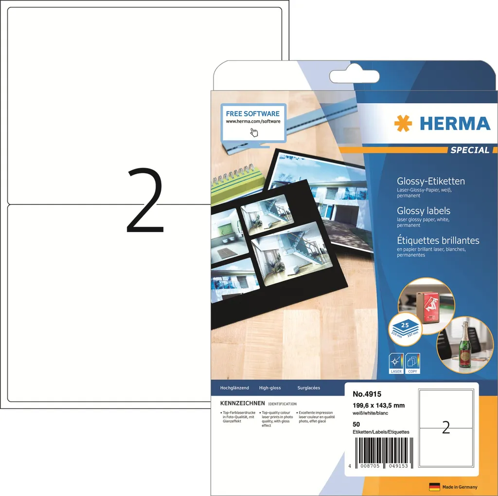 HERMA etichette lucide SPECIALI, 199,6 x 143,5 mm, bianco - 10