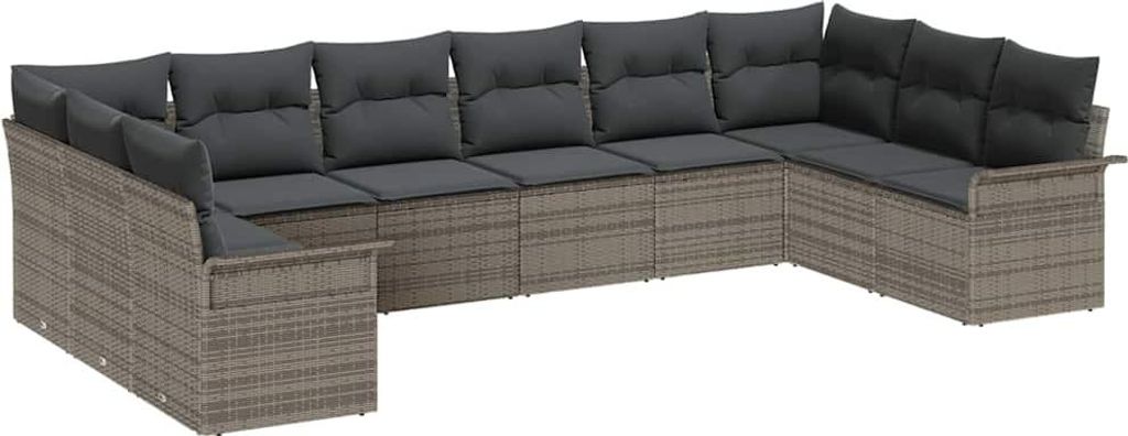 "2026 Aktion" Gartensofa-set - elegantes Design - Sitzgruppe mit Sofa, Tisch - mit Kissen 10 pcs Grau Poly-Rattan - Terassenmöbel NeuMöbel926365